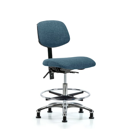 Medium Bench Chair Chair, Fab, Med Ben, Chr Tilt CF Glides, Blu, No Arms, 22