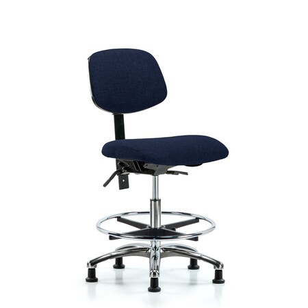 Medium Bench Chair Chair, Fab, Med Ben, Chr Tilt CF Glides, Nav, No Arms, 22
