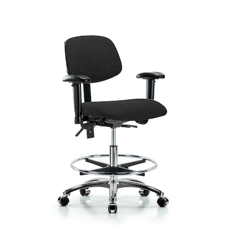 Medium Bench Chair Chair, Fab, Med Ben, CF Cast, Blk, Adjustable Arms, 22