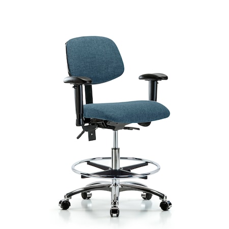 Medium Bench Chair Chair, Fab, Med Ben, CF Cast, Blu, Adjustable Arms, 22