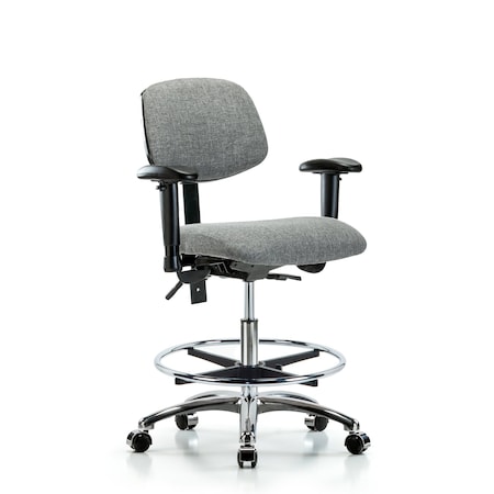 Medium Bench Chair Chair, Fab, Med Ben, CF Cast, Gry, Adjustable Arms, 22