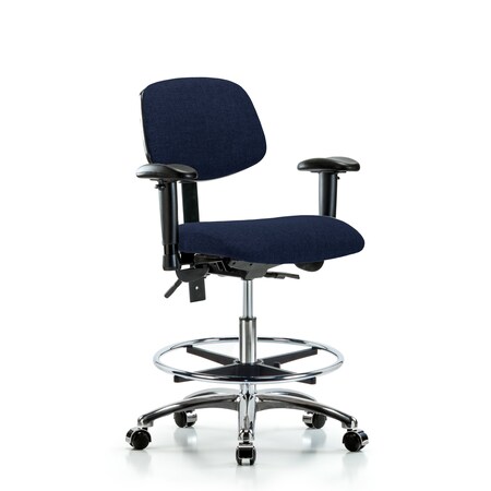 Medium Bench Chair Chair, Fab, Med Ben, CF Cast, Nav, Adjustable Arms, 22