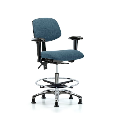 Medium Bench Chair Chair, Fab, Med Ben, Chr Tilt AA CF Gld Blu, Adjustable Arms, 22