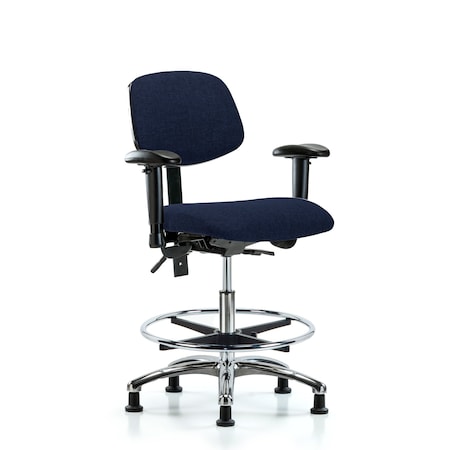 Medium Bench Chair Chair, Fab, Med Ben, Chr Tilt AA CF Gld Nav, Adjustable Arms, 22