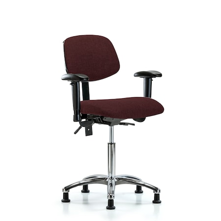 Medium Bench Chair Chair, Fab, Med Ben, Chr Tilt AA Glides, Bur, Adjustable Arms, 22