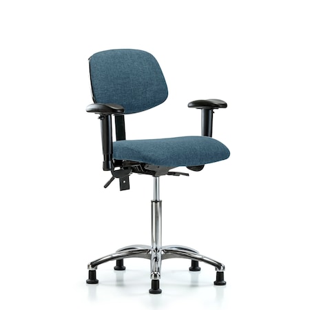 Medium Bench Chair Chair, Fab, Med Ben, Chr Tilt AA Glides, Blu, Adjustable Arms, 22
