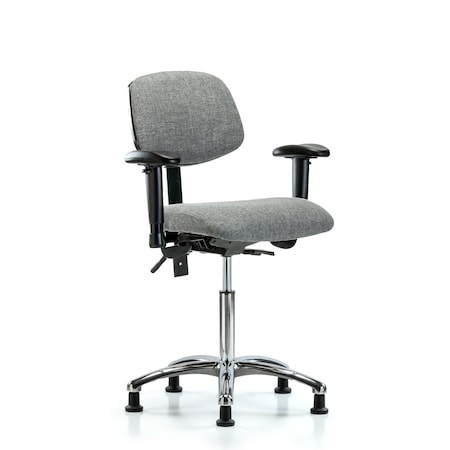 Medium Bench Chair Chair, Fab, Med Ben, Chr Tilt AA Glides, Gry, Adjustable Arms, 22