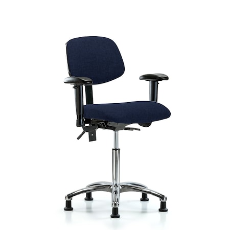 Medium Bench Chair Chair, Fab, Med Ben, Chr Tilt AA Glides, Nav, Adjustable Arms, 22