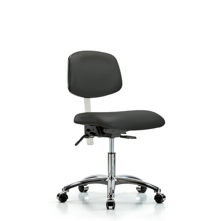 Clean Room Chair Desk Chair, Vinyl, Chrm, Casters, Gry, CL100, No Arms, 18