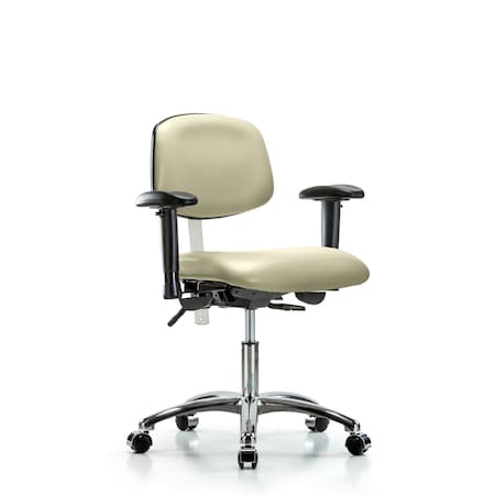 Clean Room Chair Desk Chair, Vin, Chrm, AA, Casters, Wht, CL100, Adjustable Arms, 18