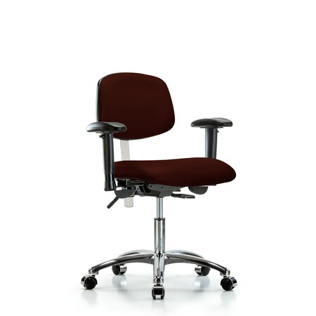 Clean Room Chair Desk Chair, Vin, Chrm, AA, Cstr, Burg, CL100, Adjustable Arms, 18