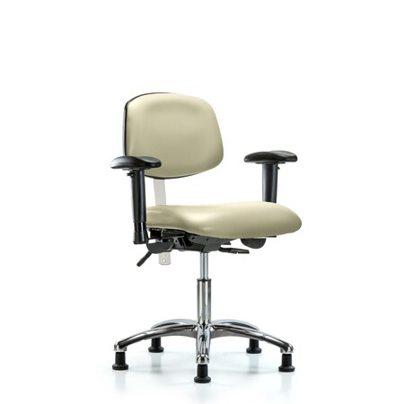 Clean Room Chair Desk Chair, Vin, Chrm, AA, Glides, Wht, CL100, Adjustable Arms, 18