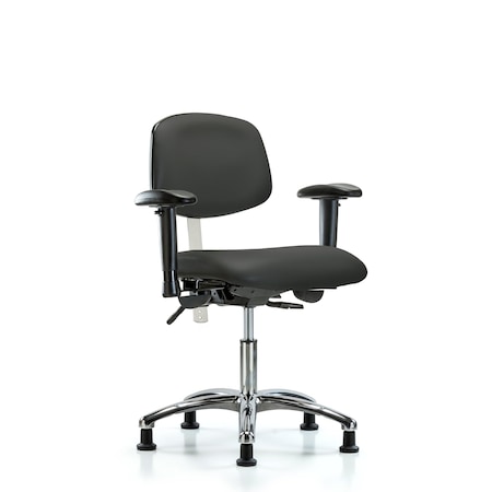 Clean Room Chair Desk Chair, Vin, Chrm, AA, Glides, Gry, CL100, Adjustable Arms, 18