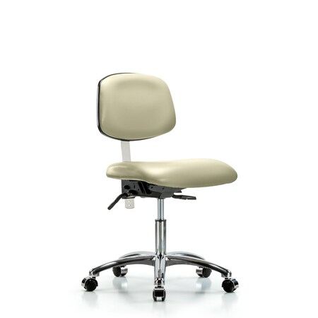 Clean Room Chair Desk Chair, Vin, Chrm, Tilt Cast, Wht, CL100, No Arms, 18