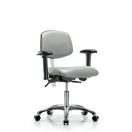 Clean Room Chair Desk Chair, Vinyl, Caster, Dov, CL100, Adjustable Arms, 18
