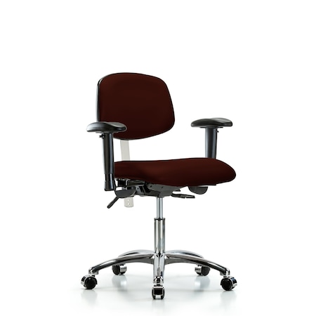 Clean Room Chair Desk Chair, Vinyl, Caster, Burg, CL100, Adjustable Arms, 18