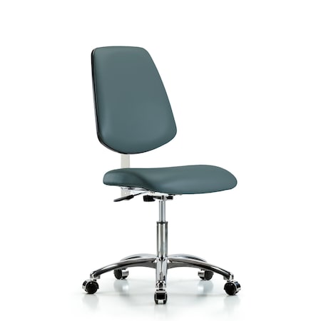 Clean Room Chair Vin Desk Chair, Med, Bk, Cast, Blu, CL100, No Arms, 18