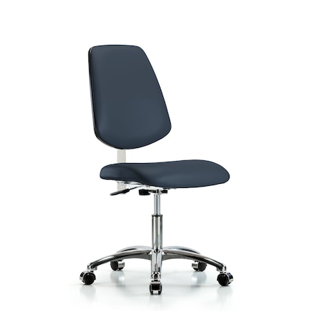 Clean Room Chair Vin Desk Chair, Med, Bk, Cast, Nav, CL100, No Arms, 18