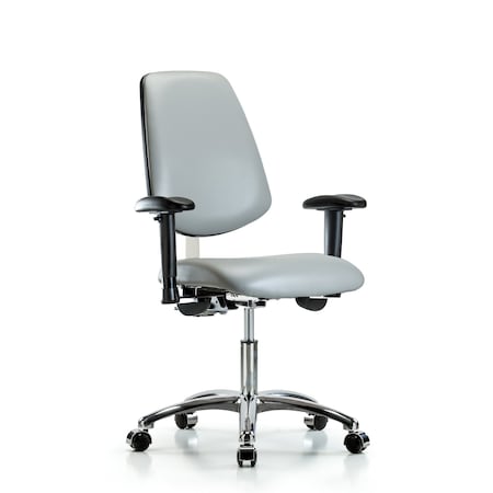 Clean Room Chair Vin Desk Chair, Med, Bk, Cast, Dov, CL100, Adjustable Arms, 18