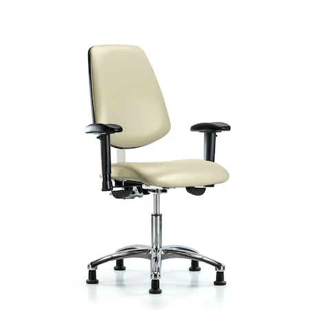 Clean Room Chair Vin Desk Chair, Med, Bk, Gld, Wht, CL100, Adjustable Arms, 18