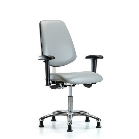 Clean Room Chair Vin Desk Chair, Med, Bk, Gld, Dov, CL100, Adjustable Arms, 18
