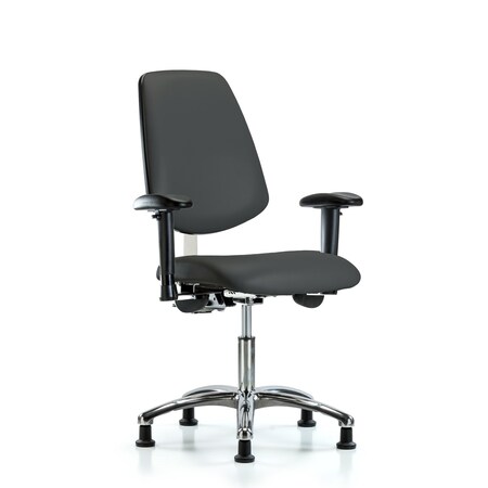 Clean Room Chair Vin Desk Chair, Med, Bk, Gld, Gry, CL100, Adjustable Arms, 18