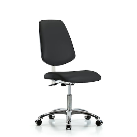 Clean Room Chair Vin Desk Chair, Med, Bk, Cast, Blk, CL100, No Arms, 18