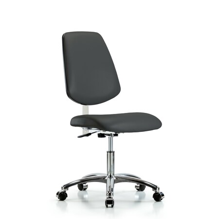 Clean Room Chair Vin Desk Chair, Med, Bk, Cast, Gry, CL100, No Arms, 18
