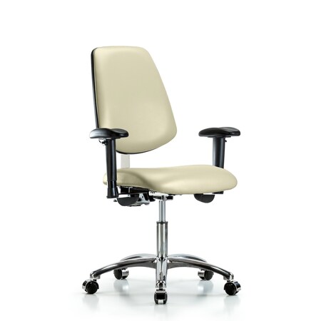 Clean Room Chair Vin Desk Chair, Med, Bk, Cast, Wht, CL100, Adjustable Arms, 18