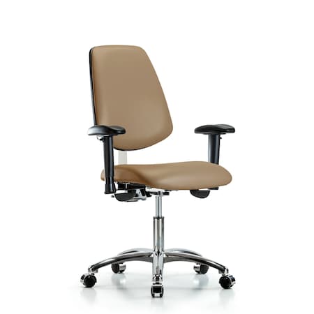 Clean Room Chair Vin Desk Chair, Med, Bk, Taupe, CL100, Adjustable Arms, 18