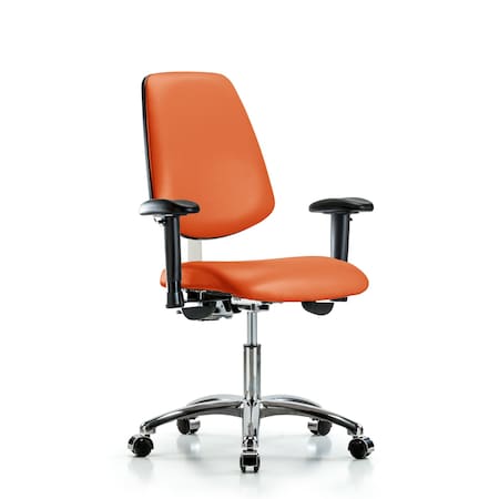 Clean Room Chair Vin Desk Chair, Med, Bk, Orange, CL100, Adjustable Arms, 18