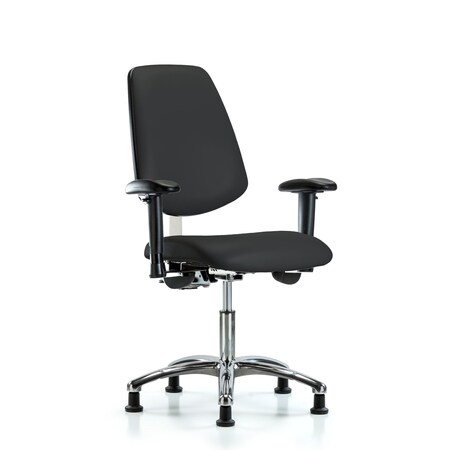 Clean Room Chair Vin Desk Chair, Med, Bk, Gld, Blk, CL100, Adjustable Arms, 18
