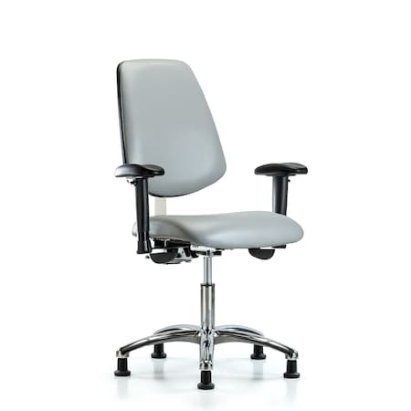 Clean Room Chair Vin Desk Chair, Med, Bk, Gld, Dov, CL100, Adjustable Arms, 18
