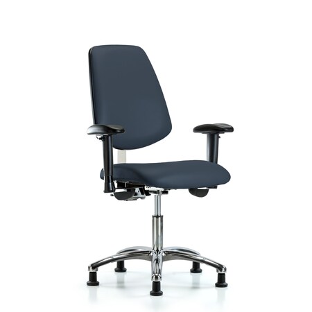 Clean Room Chair Vin Desk Chair, Med, Bk, Gld, Nav, CL100, Adjustable Arms, 18