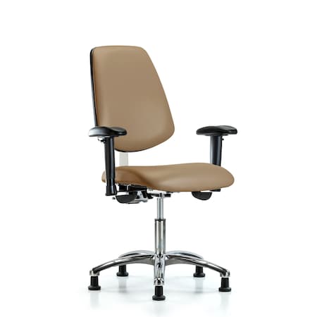 Clean Room Chair Vin Desk Chair, Med, Bk, Gld, Taupe, CL100, Adjustable Arms, 18