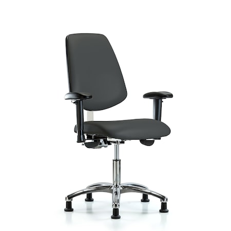 Clean Room Chair Vin Desk Chair, Med, Bk, Gld, Gry, CL100, Adjustable Arms, 18