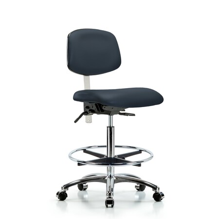 Clean Room Chair Hi Ben Chair, Vin, Chrm, CF, Cast, Nvy, CL100, No Arms, 26