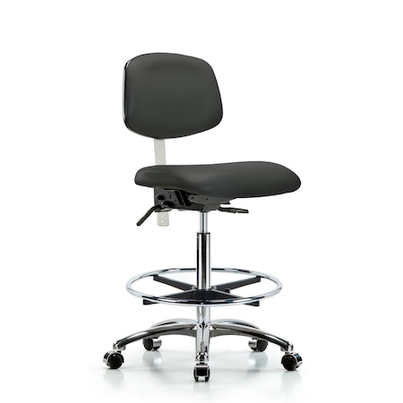 Clean Room Chair Hi Ben Chair, Vin, Chrm, CF, Cast, Gry, CL100, No Arms, 26