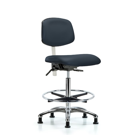 Clean Room Chair Hi Ben Chair, Vin, Chrm, CF, Gld, Nvy, CL100, No Arms, 26