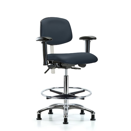 Clean Room Chair Hi Ben Chair, Vin, Chr, AA, CF, Gld, Nvy, CL100, Adjustable Arms, 26