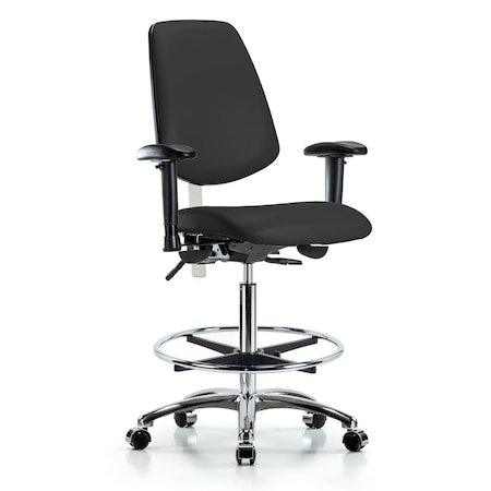 Clean Room Chair Vin Hi Ben Chair, Med, Bk, Blk, CL100, Adjustable Arms, 26