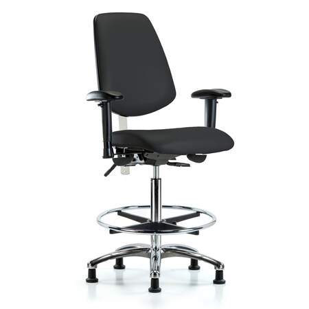 Clean Room Chair Vin Hi Ben Chair, Med, Bk, Gld Blk, CL100, Adjustable Arms, 26