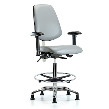 Clean Room Chair Vin Hi Ben Chair, Med, Bk, Gld Dov, CL100, Adjustable Arms, 26
