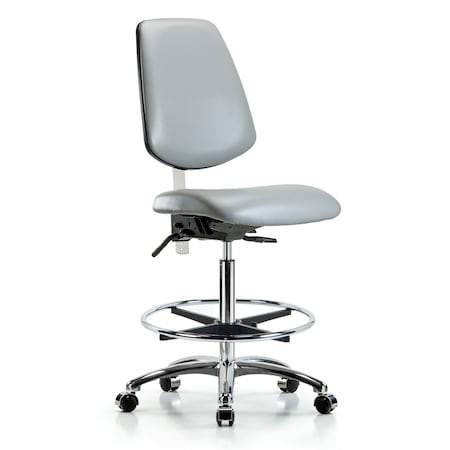Clean Room Chair Vin Hi Ben Chair, Med, Bk, Dov, CL100, No Arms, 26