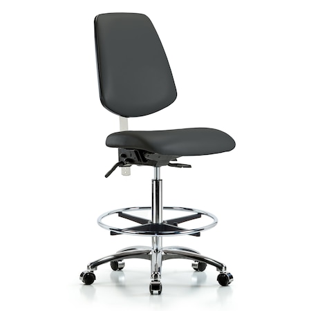 Clean Room Chair Vin Hi Ben Chair, Med, Bk, Gry, CL100, No Arms, 26