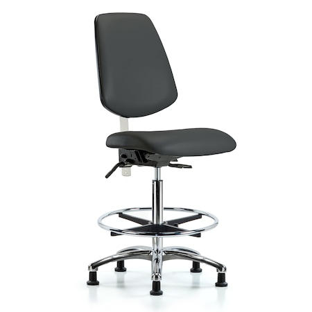 Clean Room Chair Vin Hi Ben Chair, Med, Bk, Gld Gry, CL100, No Arms, 26