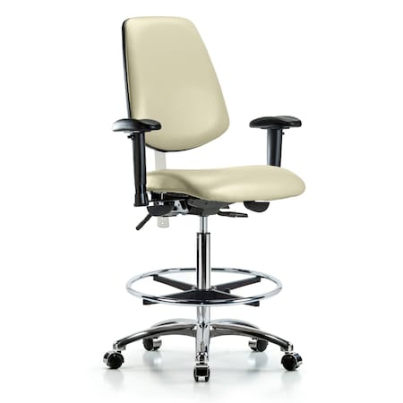 Clean Room Chair Vin Hi Ben Chair, Med, Bk, Wht, CL100, Adjustable Arms, 26