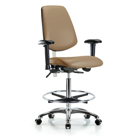 Clean Room Chair Vin Hi Ben Chair, Med, Bk, Taupe, CL100, Adjustable Arms, 26