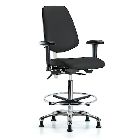 Clean Room Chair Vin Hi Ben Chair, Med, Bk, Gld Blk, CL100, Adjustable Arms, 26