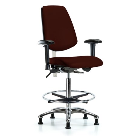 Clean Room Chair Vin Hi Ben Chair, Med, Bk, Burg, CL100, Adjustable Arms, 26